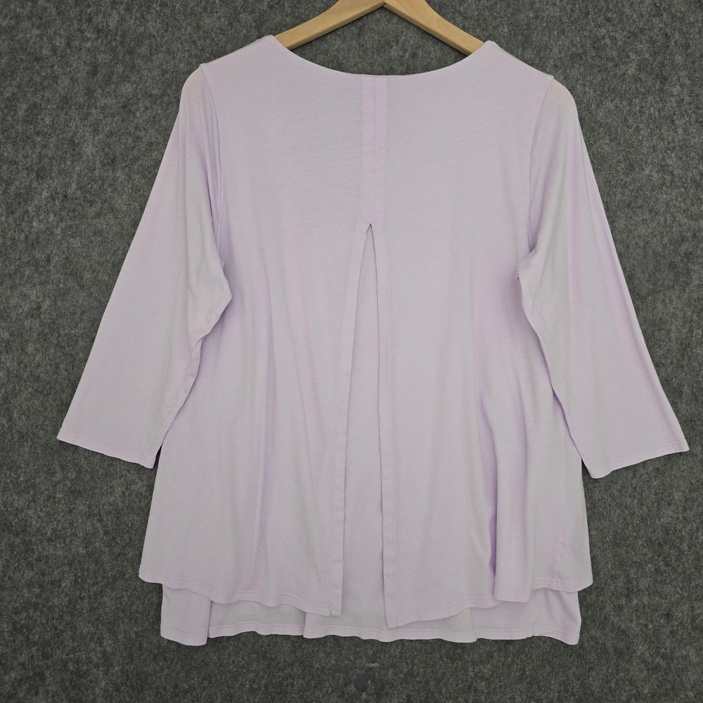 Pure Jill Shirt Womens L Purple Elliptical Layered Tunic Top Scoop 3/4 Sleeve - Picture 3 of 9